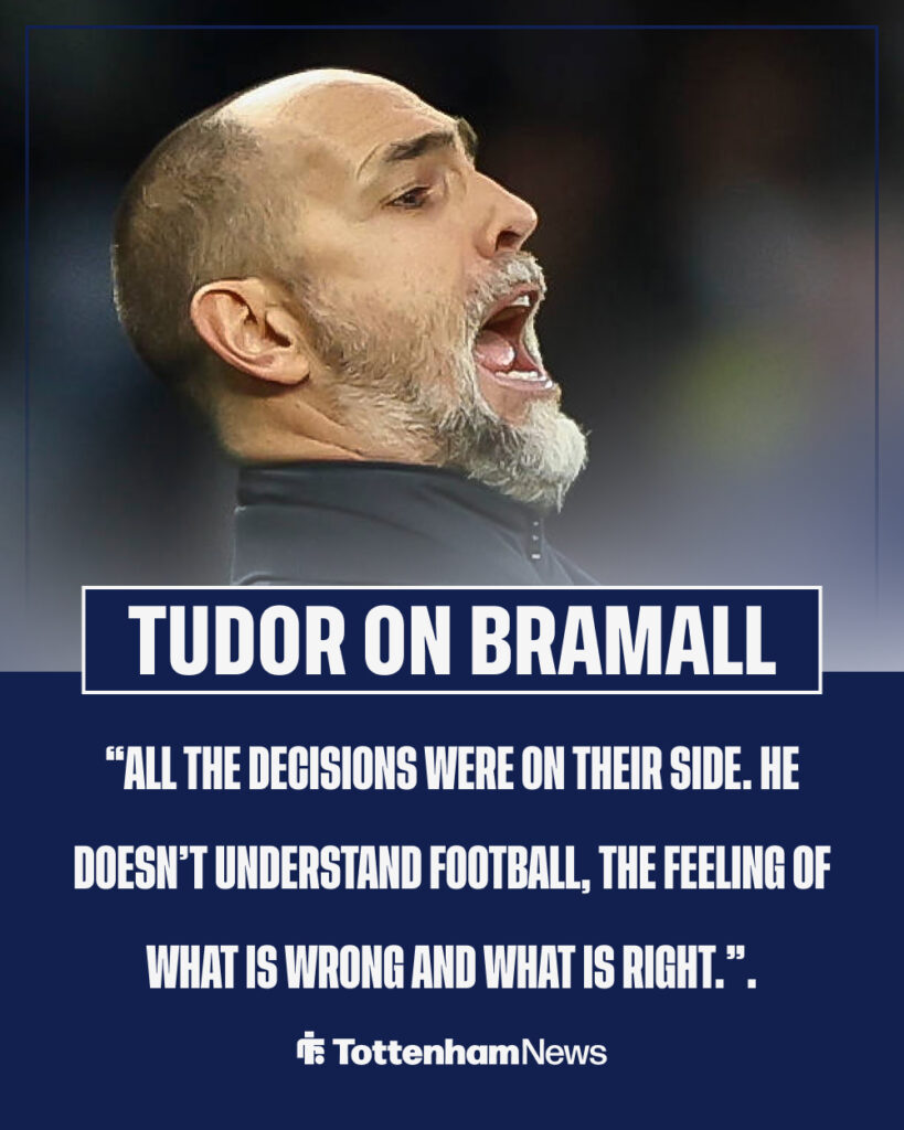Igor Tudor looking furious managing Tottenham Hotspur.