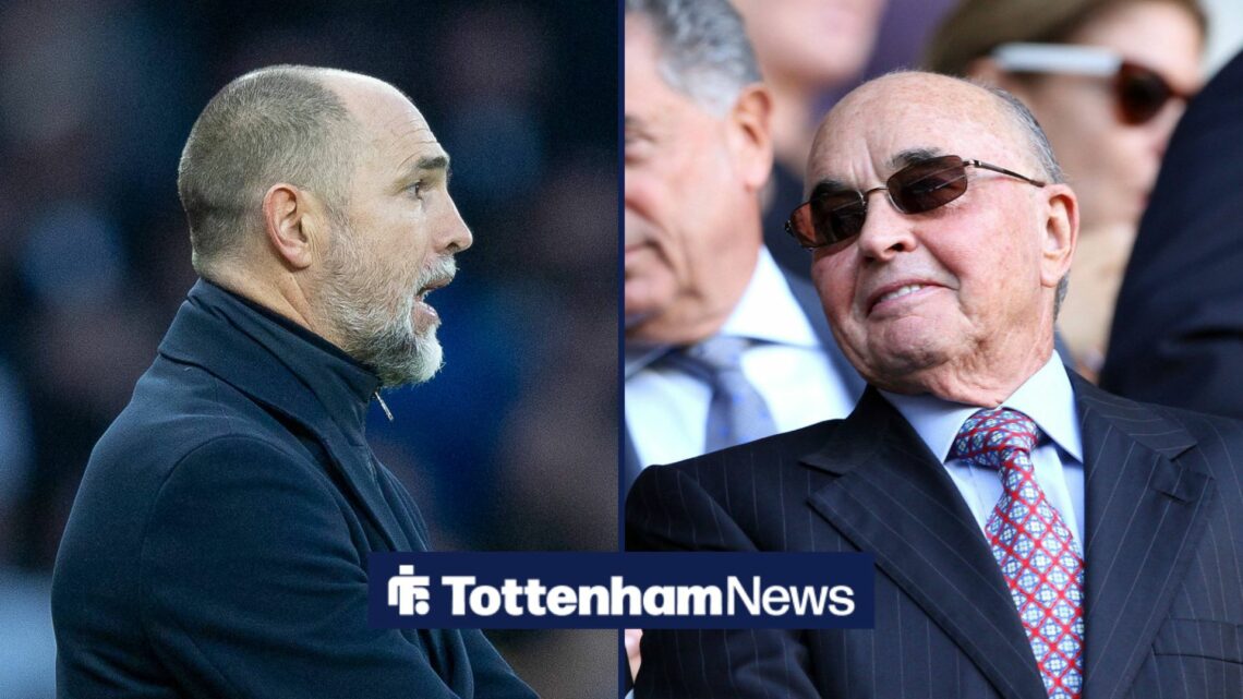 Tottenham Hotspur Head Coach Igor Tudor reacts vs Arsenal, Ex-Tottenham owner Joe Lewis looks on Barclays Premier League match with Arsenal.