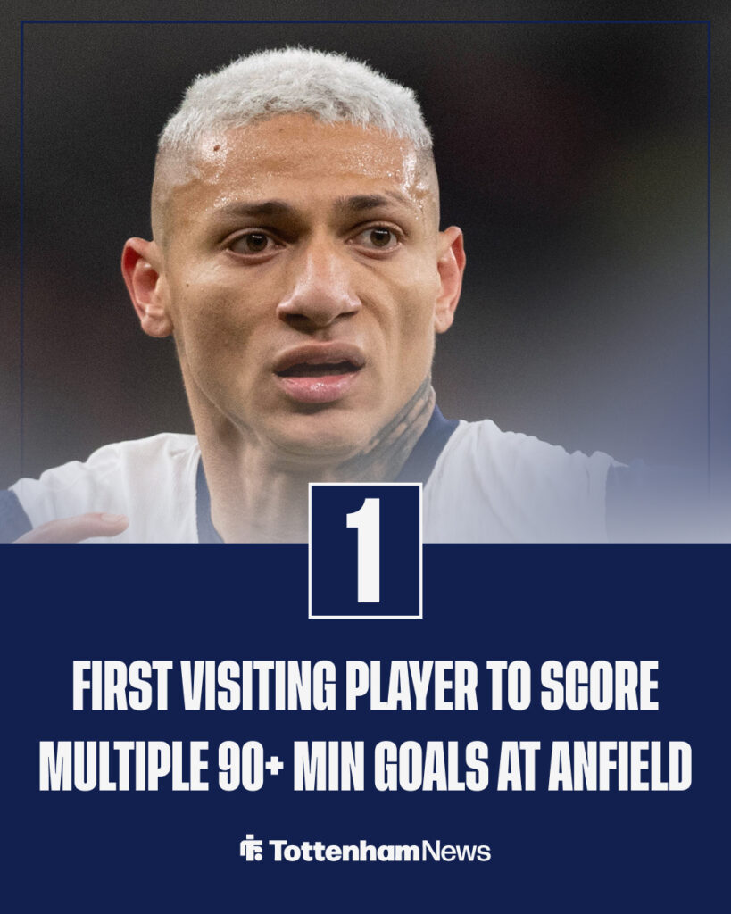 Richarlison has scored multiple 90+ min goals at Anfield