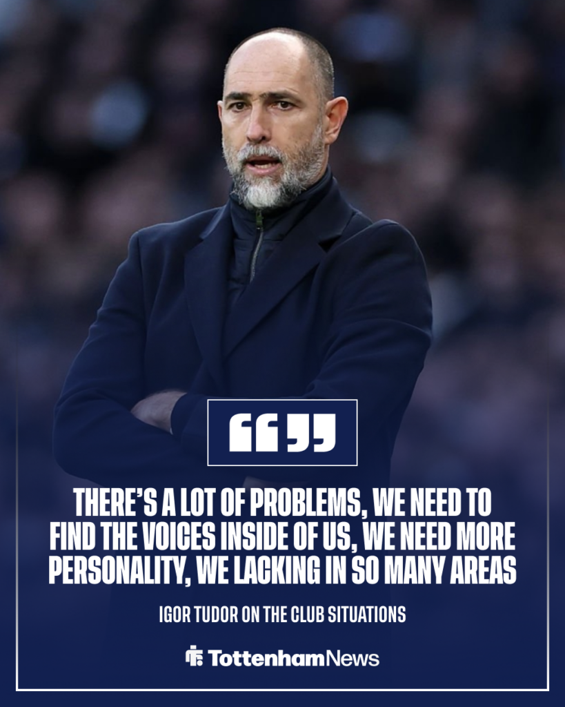 Tottenham interim head coach Igor Tudor speaking on Spurs' issues