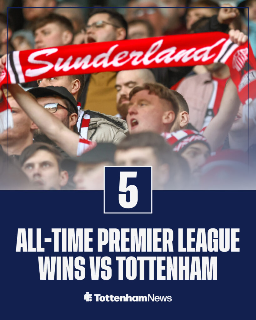 Sunderland's all-time number of Premier League wins vs Tottenham