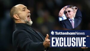 Igor Tudor reacts during the Tottenham Hotspur v Arsenal Premier League match, Joe Lewis in inset.