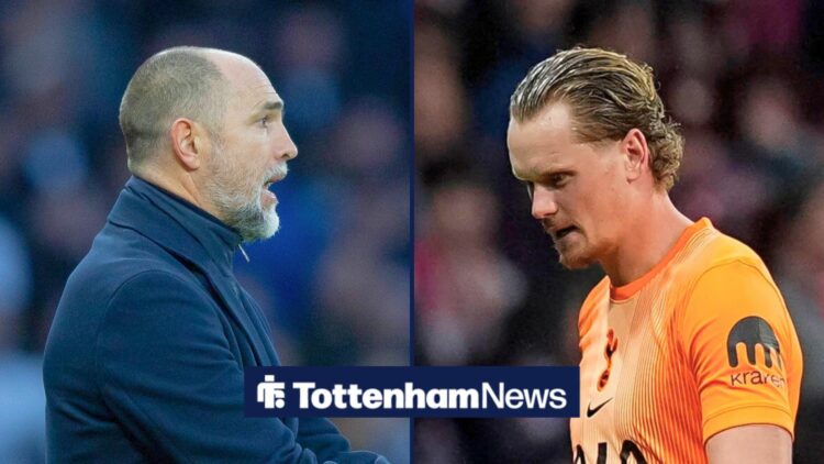 Split image of Igor Tudor and Tottenham goalkeeper Antonin Kinsky