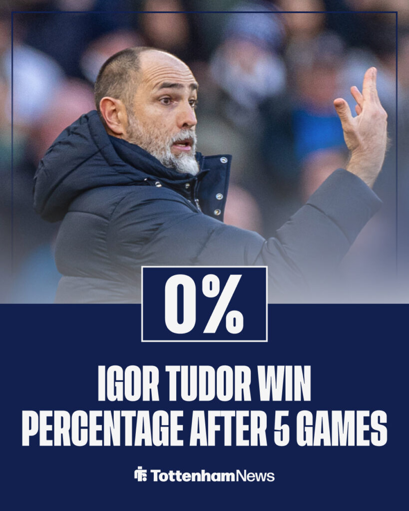 Igor Tudor has yet to win a game as Spurs manager