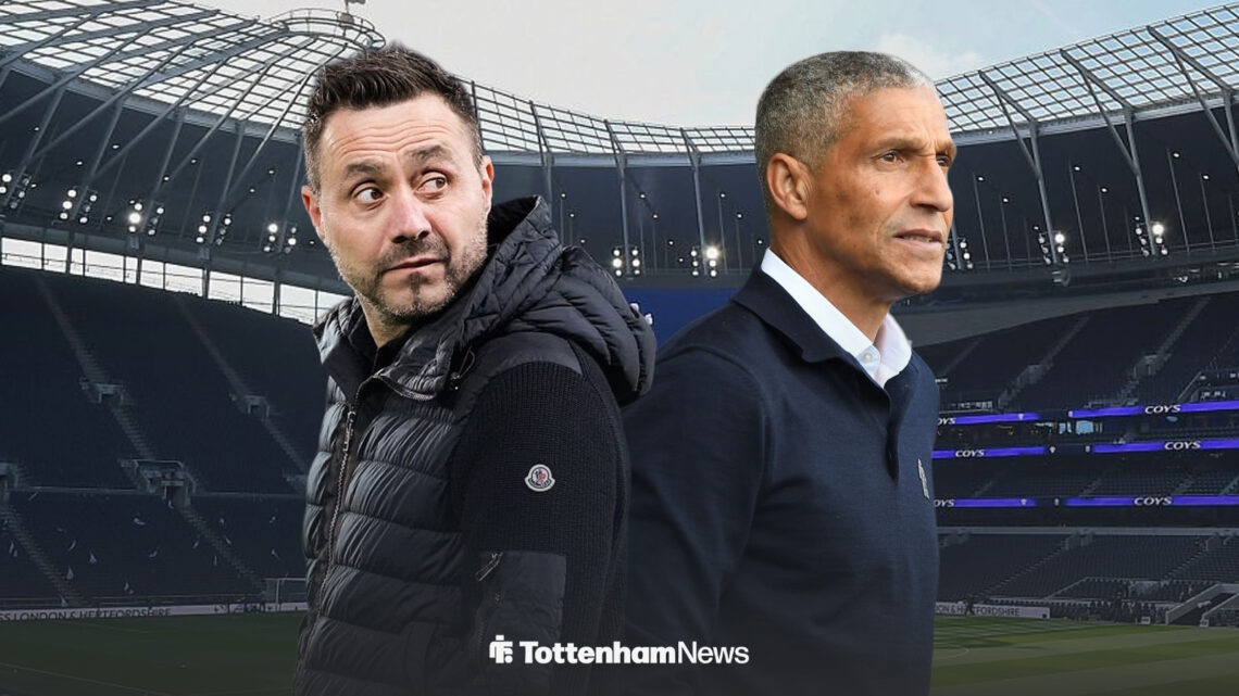 Roberto De Zerbi and Chris Hughton look on