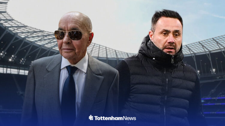 Joe Lewis and Roberto De Zerbi stood side-by-side ahead of Tottenham Hotspur Stadium