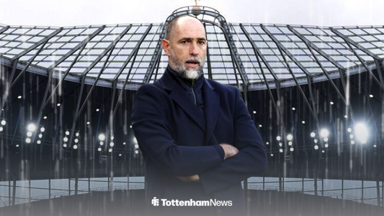 Tottenham boss Igor Tudor looking glum, with his arms folded