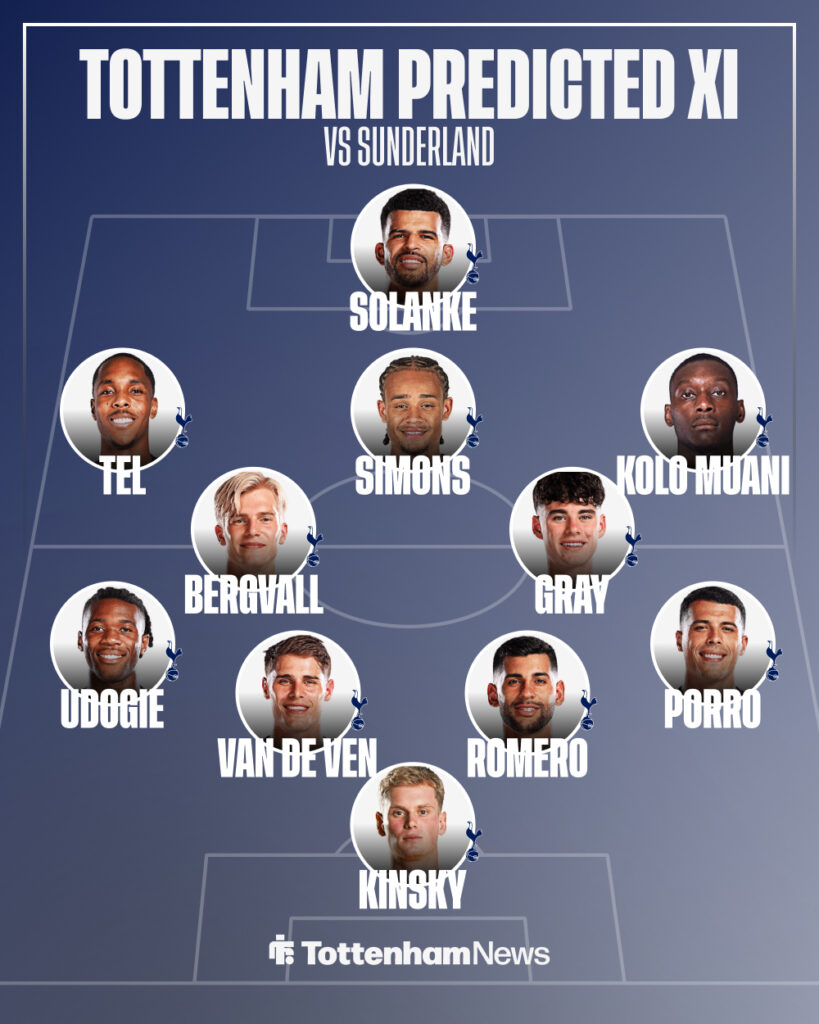 Tottenham predicted XI vs Sunderland.