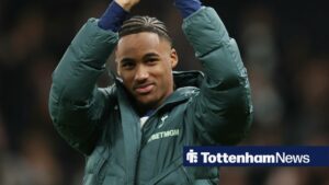 Wilson Odobert clapping Tottenham fans at the Tottenham Hotspur Stadium