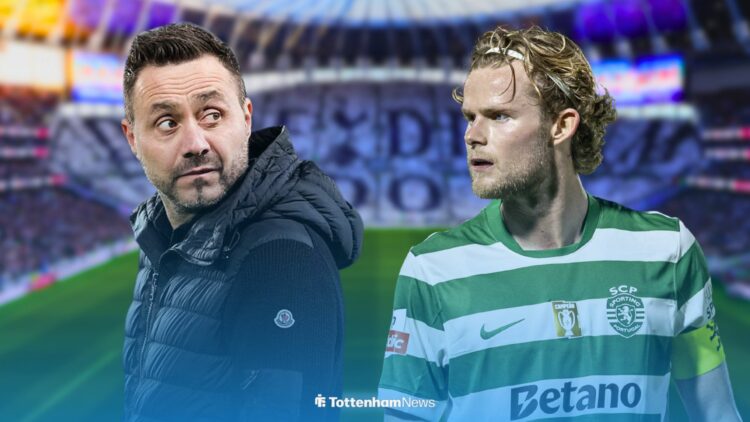 Roberto De Zerbi and Sporting's Morten Hjulmand