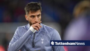 LONDON, ENGLAND - OCTOBER 27: Rodrigo Bentancur of Tottenham Hotspur warms up before the Premier League match between Crystal Palace and Tottenham Hotspur at Selhurst Park on October 27, 2023