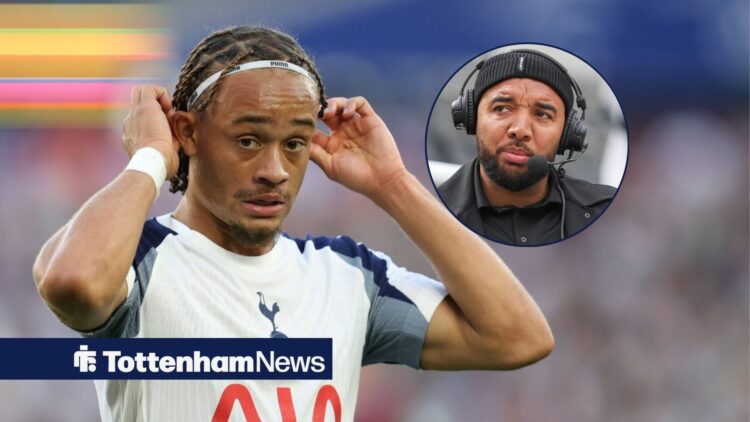 Xavi Simons adjusts his hairband, while Troy Deeney (inset) looks on