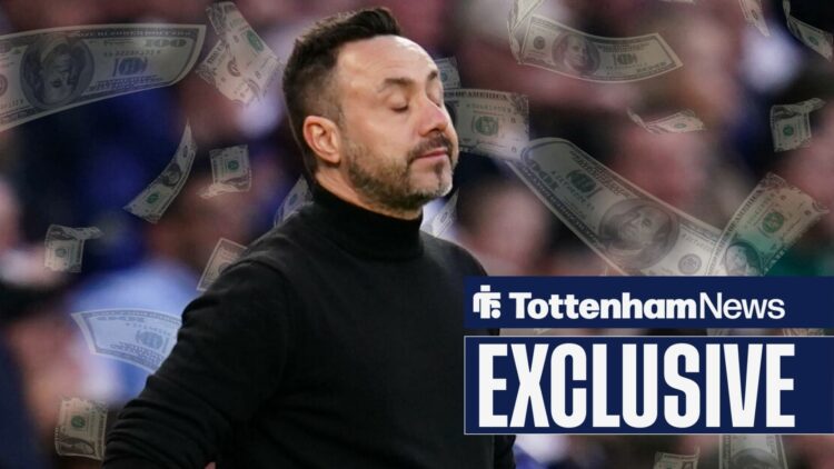 Tottenham boss Roberto De Zerbi looking annoyed on the touchline