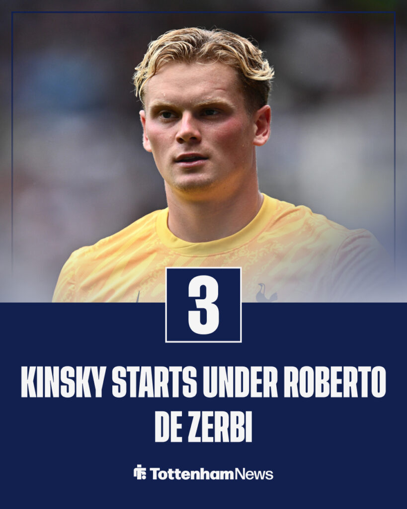 Antonin Kinsky of Tottenham Hotspur during the Pre season 2025/26 friendly match between Reading and Tottenham Hotspur.