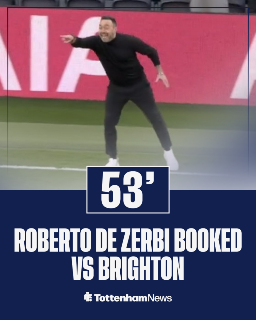 Roberto De Zerbi Tottenham booking vs Brighton