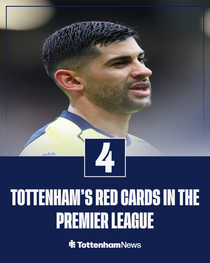 Cristian Romero reacts during the Manchester United v Tottenham Hotspur Premier League match.