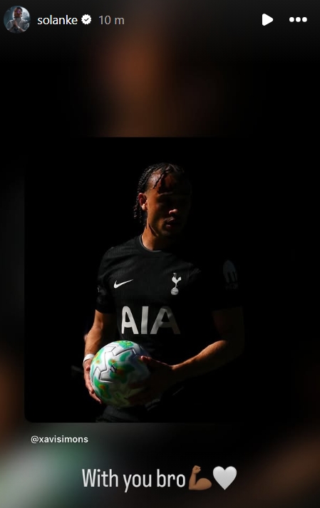 Dominic Solanke sends his support to the injured Xavi Simons