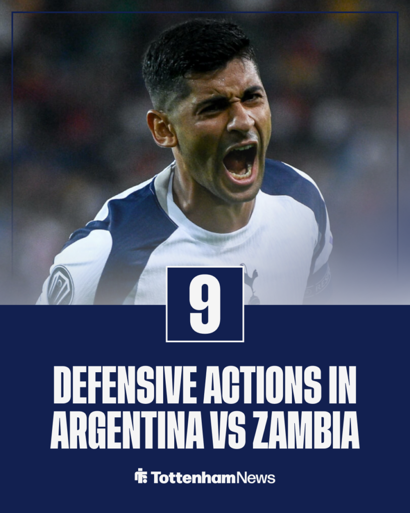 Tottenham Cristian Romero stats Argentina vs Zambia