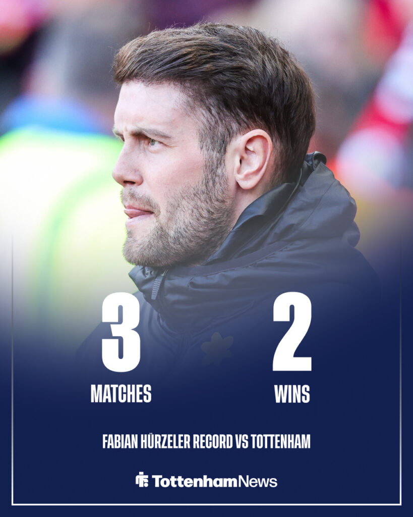 Fabian Hürzeler's record vs Tottenham.