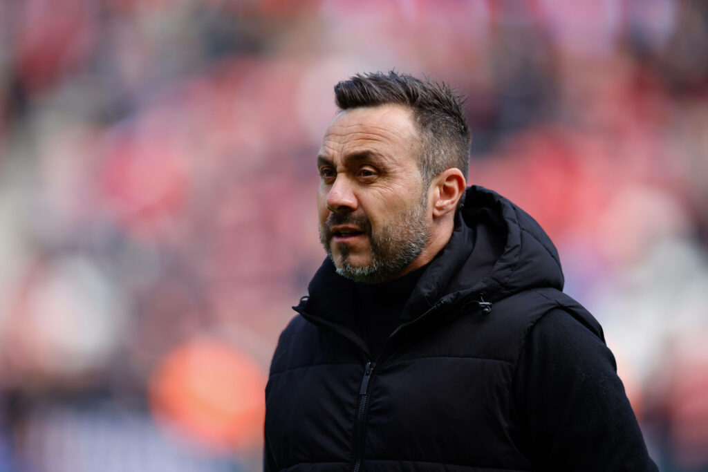 Roberto De Zerbi, manager of Tottenham Hotspur, prior to kick off during the Sunderland v Tottenham Hotspur Premier League match at the Stadium of Light, Sunderland, England on 12 April 2026