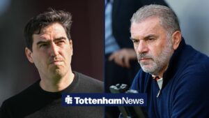 Andoni Iraola and Ange Postecoglou pictured side-by-side