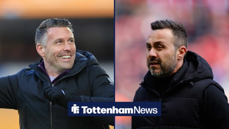 A 50-50 split image of Rob Edwards and Roberto De Zerbi.