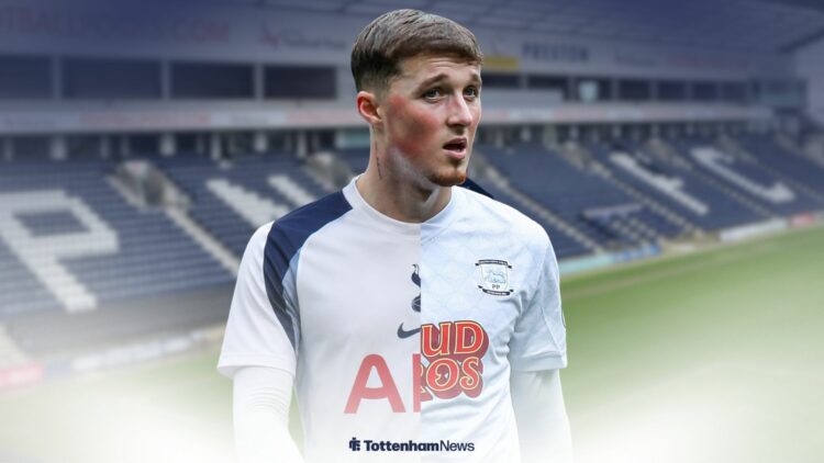 Alfie Devine in a Tottenham and Preston North End shirt
