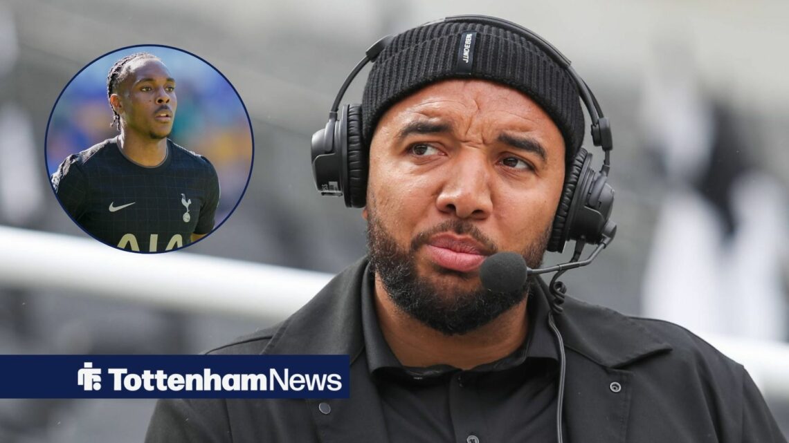 Troy Deeney working on commentary with Mathys Tel in circular inset
