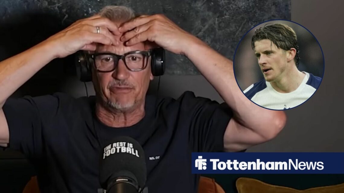 Gary Lineker looking blown away towards a circle inset of Conor Gallagher playing for Tottenham