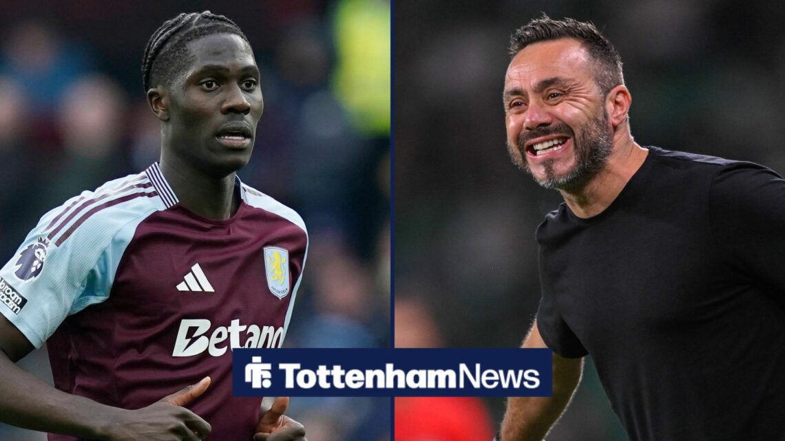 Amadou Onana in action for Aston Villa as Roberto De Zerbi smiles