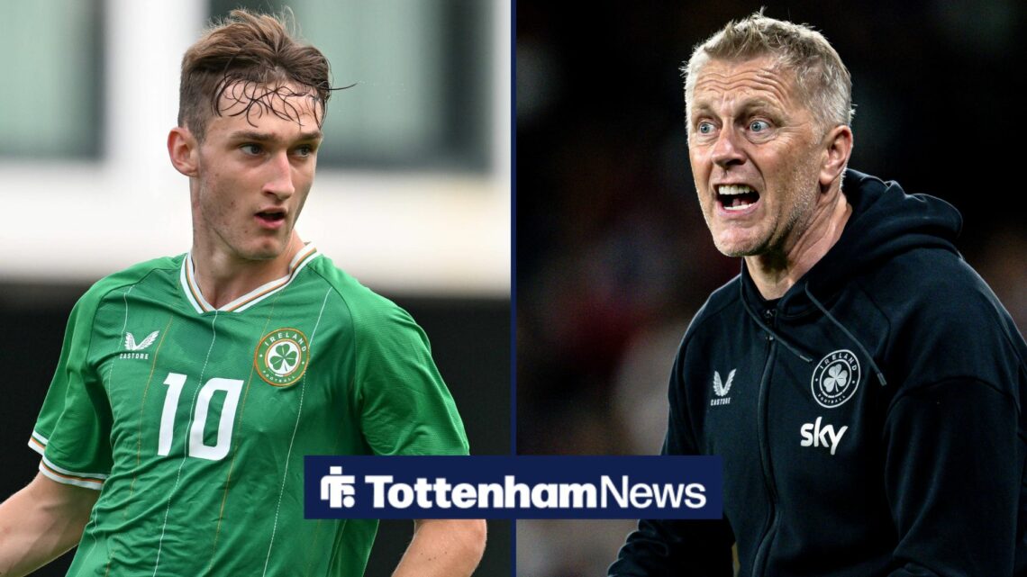 Mason Melia in action for Ireland with Heimir Hallgrimsson looking on as Ireland manager