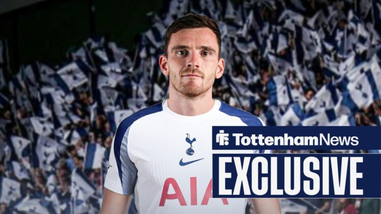 Andy Robertson in a Tottenham shirt.