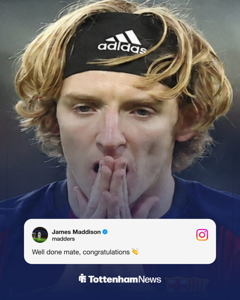 James Maddison message to Anthony Gordon with image of Barcelona star