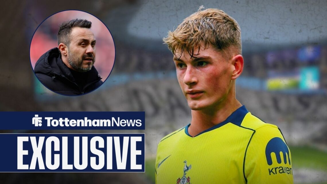 James Wilson in a Tottenham shirt, Roberto De Zerbi manager of Tottenham Hotspur prior to kick off during the Sunderland match.
