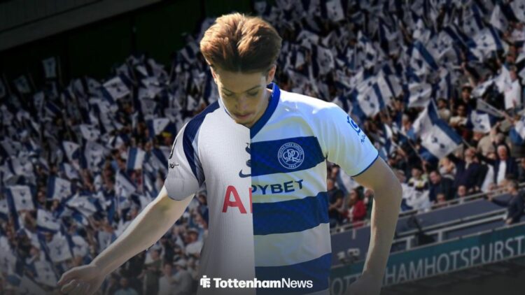 Kieran Morgan in a half QPR, half Tottenham shirt.