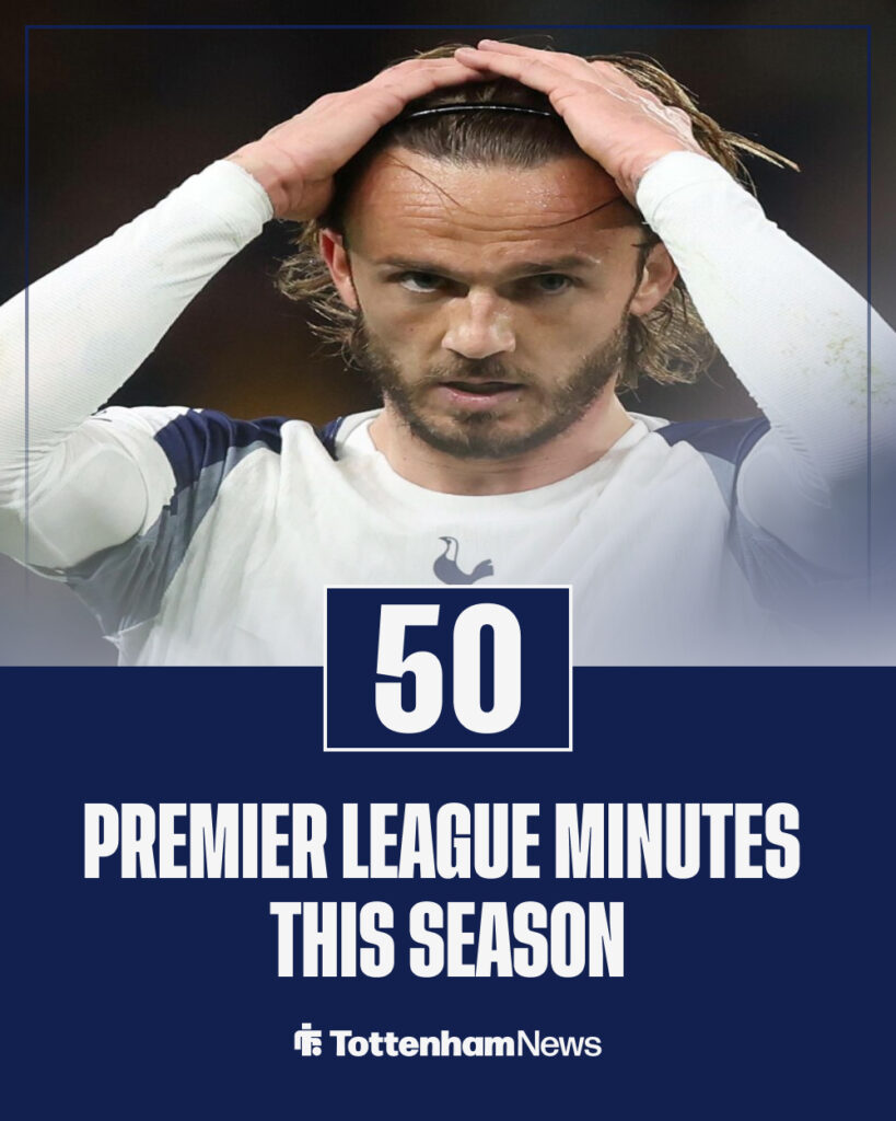 James Maddison with head in hands for Tottenham Hotspur