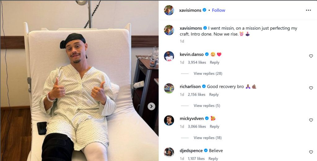 Xavi Simons' Instagram post
