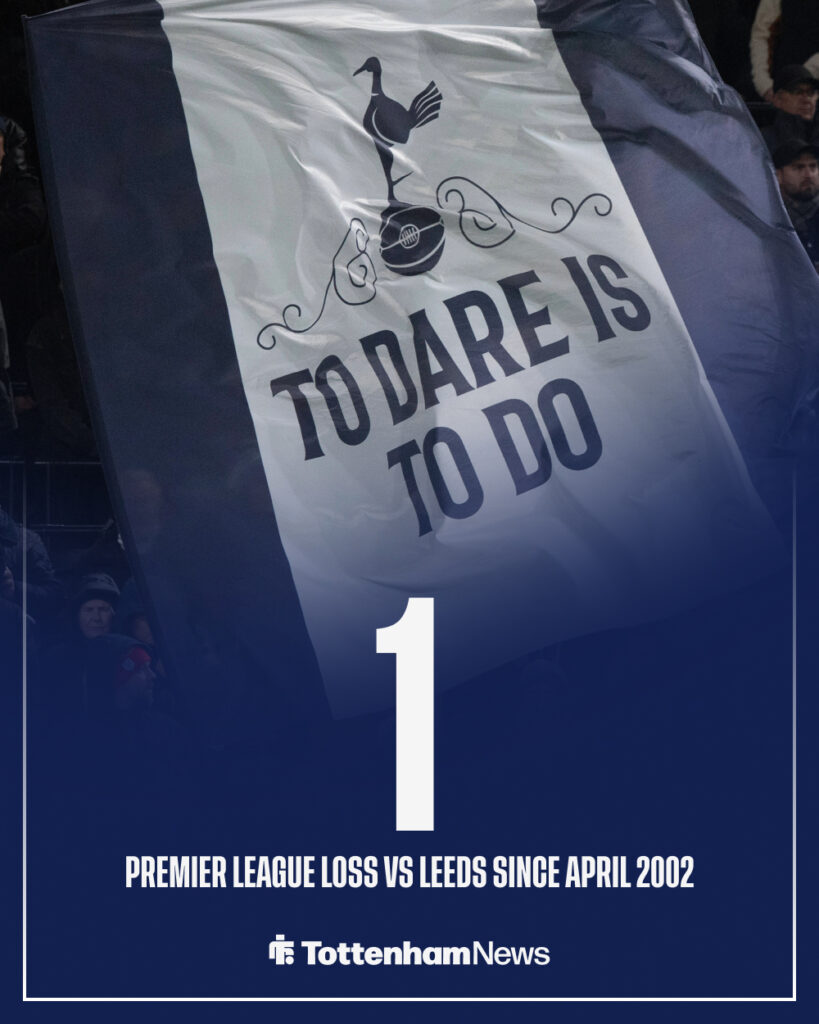Number of Tottenham losses in the Premier League vs Leeds United since April 2002