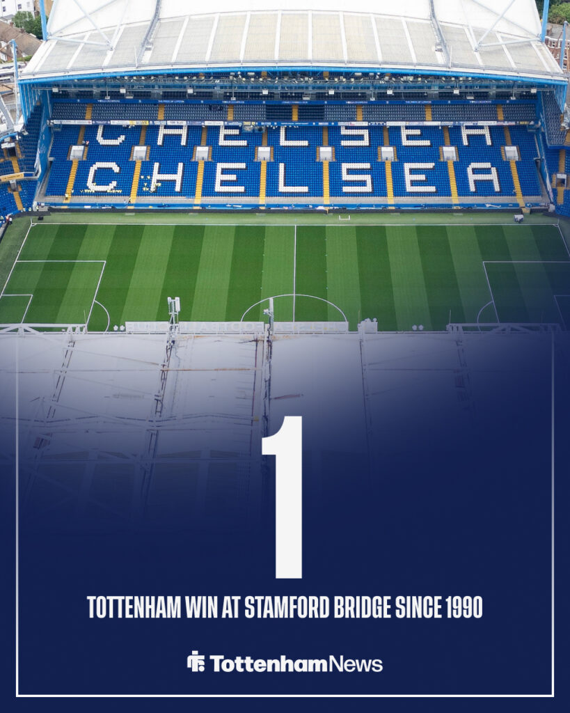 Tottenham's number of wins at Chelsea's Stamford Bridge stadium since 1990