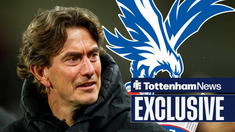 Former Tottenham boss Thomas Frank and Crystal Palace badge.