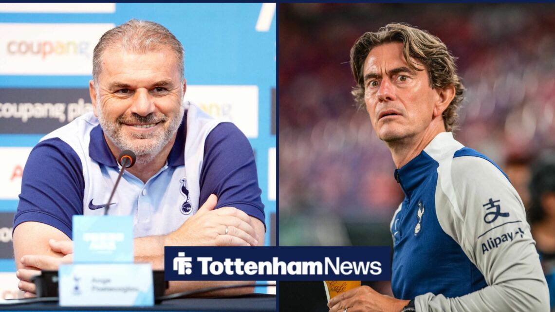 A 50-50 split image of Ange Postecoglou and Thomas Frank.
