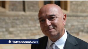 Daniel Levy speaking to reporters