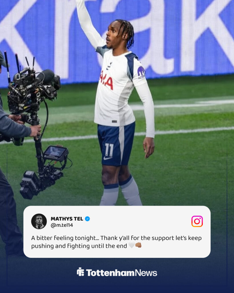 Mathys Tel's Instagram post after Tottenham's draw with Leeds United