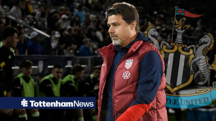 Mauricio Pochettino with Newcastle badge
